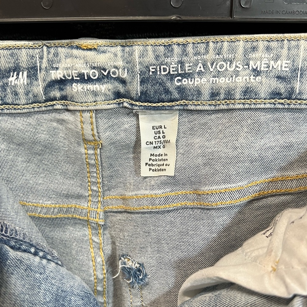 H&M Blue Skinny Jeans with Distressed Details